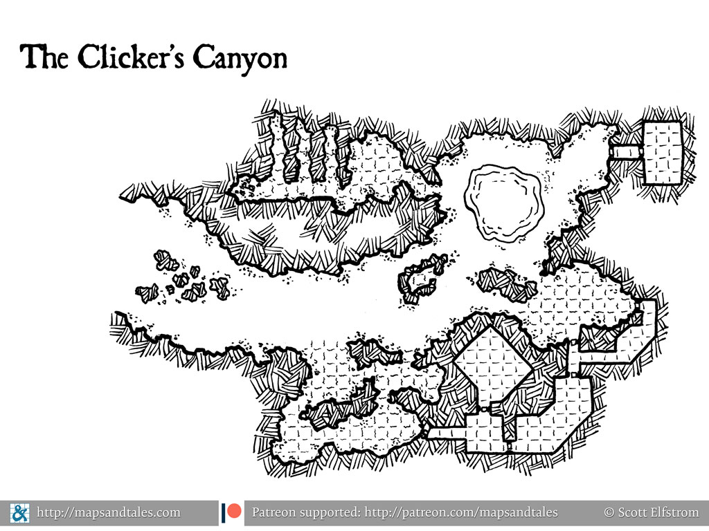 Map of a bandit hideout hidden in a box canyon
