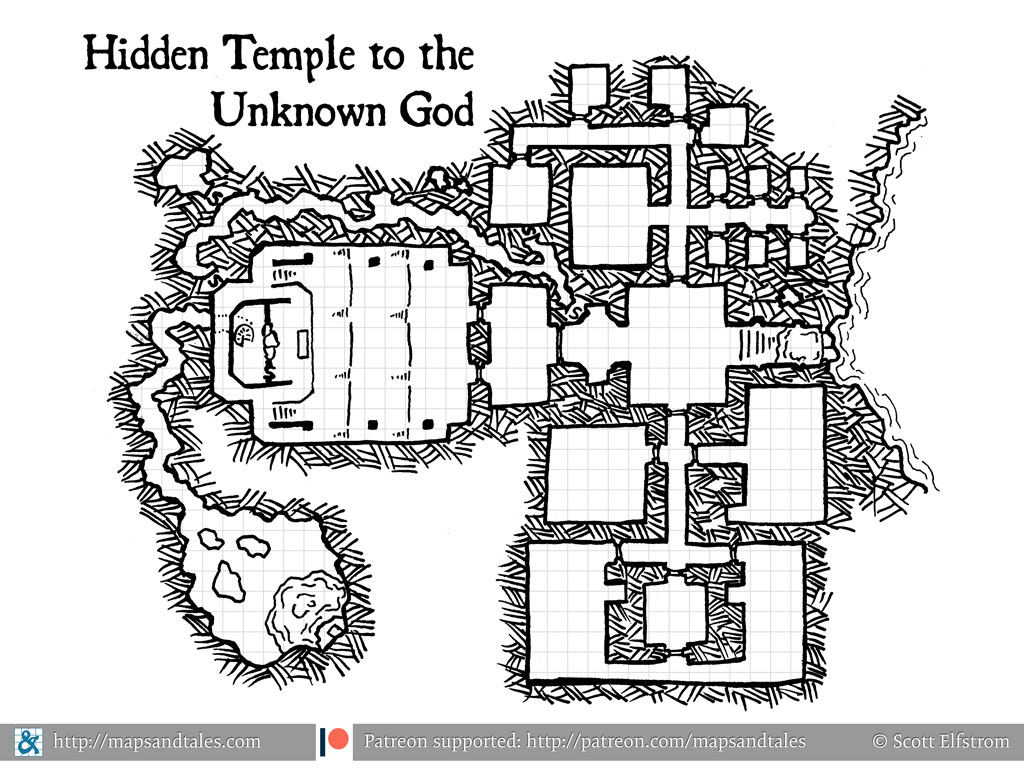 Map of a subterranean temple structure