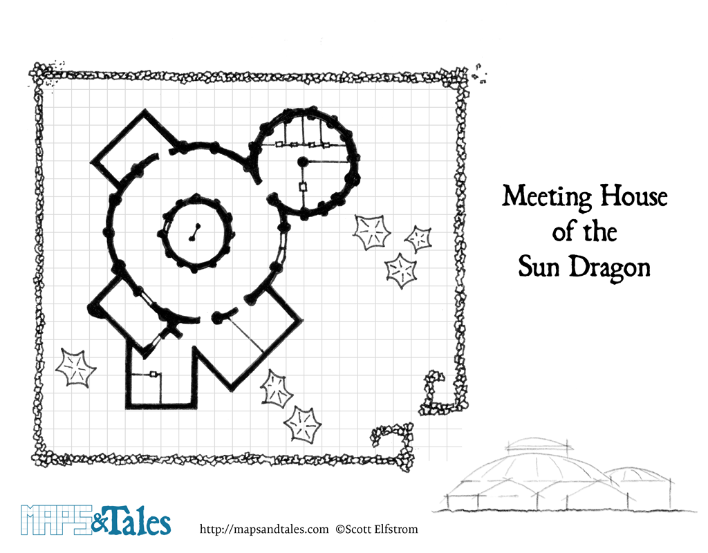 Map of a circular moot hut for tribal council